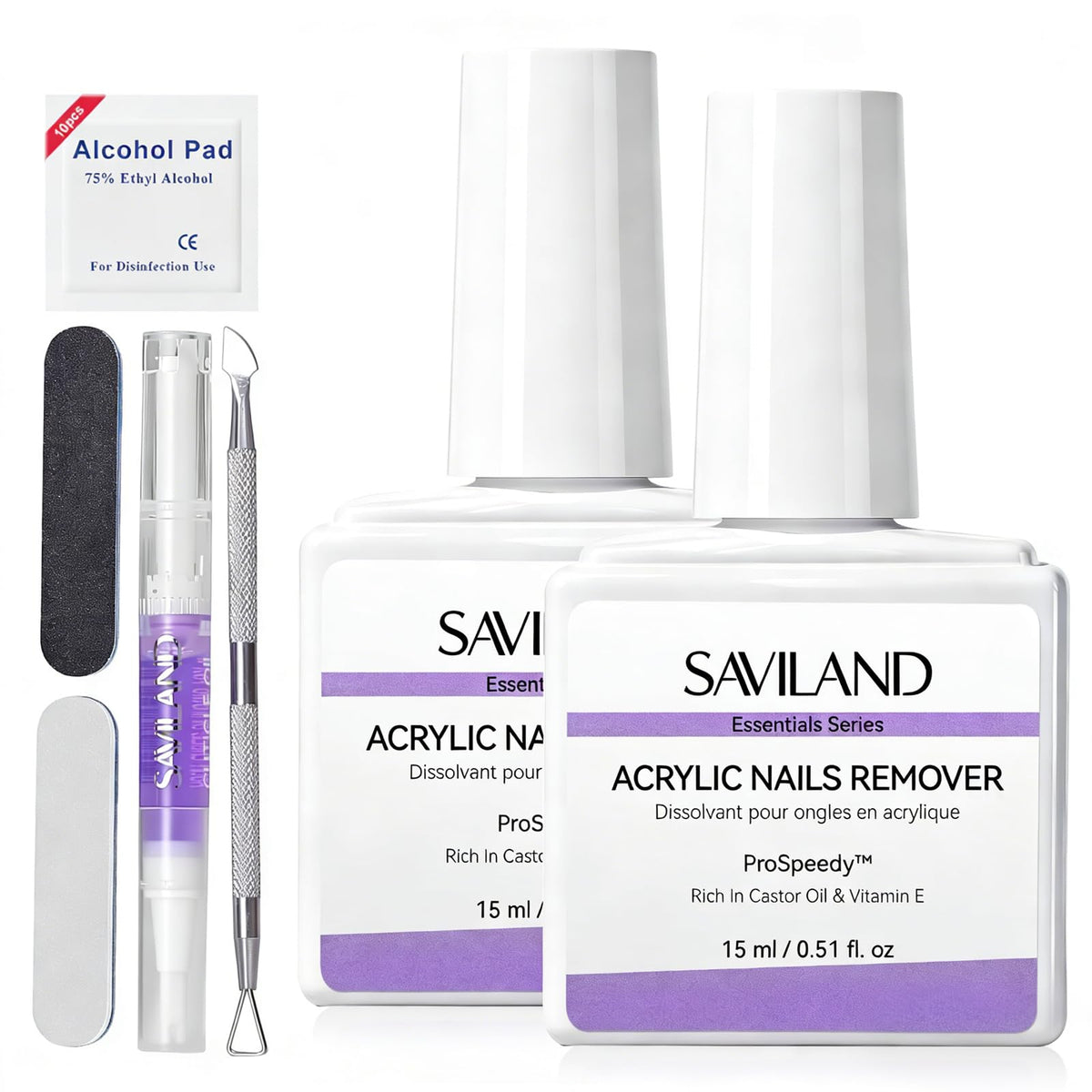 SAVILAND front packaging showing kit contents and quick removal benefit