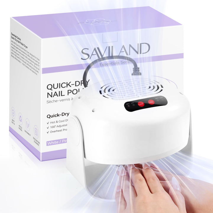 SAVILAND front view showing compact white body and sleek vents, stable base for fast drying