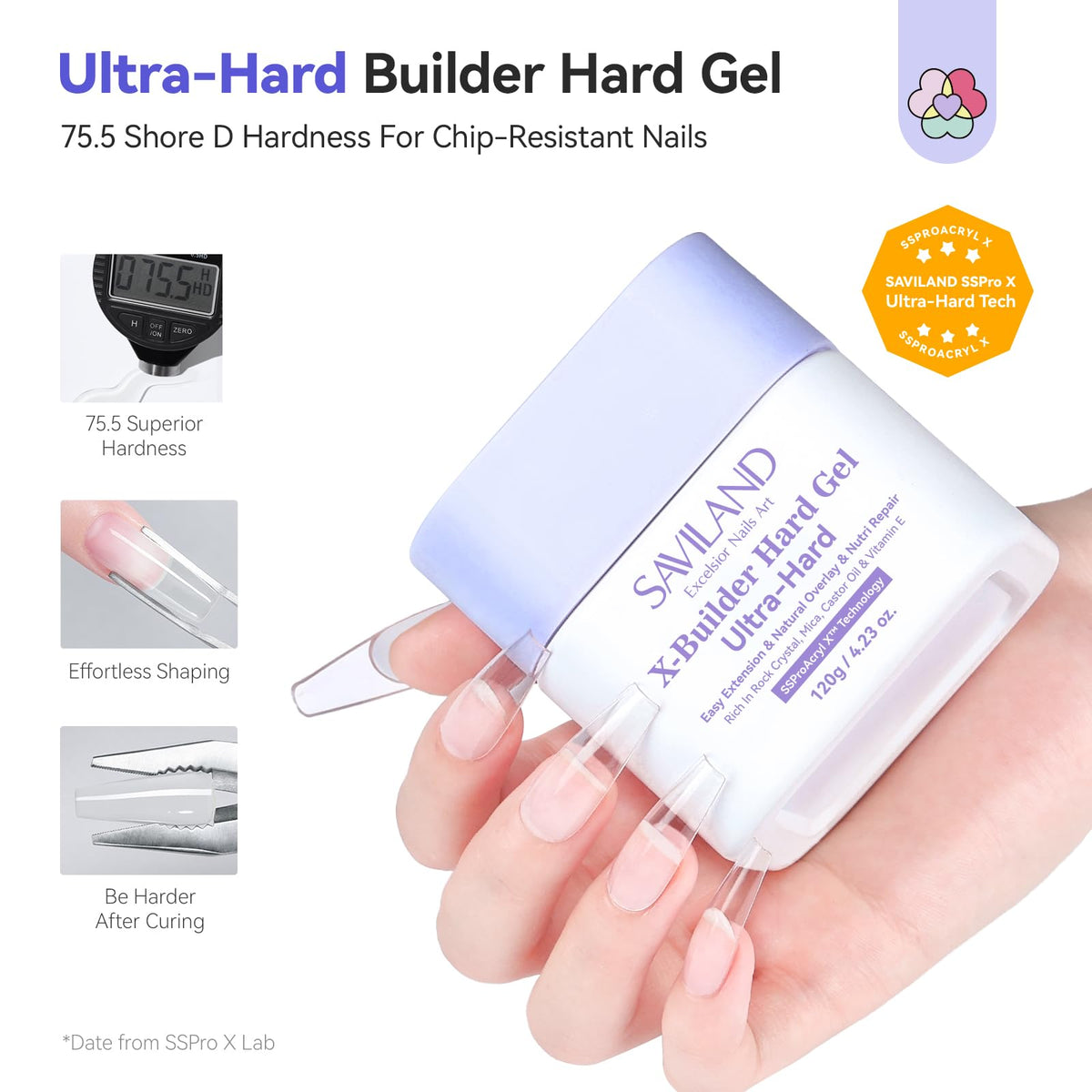 SAVILAND brush applying gel on nail showing precise sculpting benefit