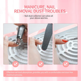 SAVILAND in use filing acrylic nails captures dust at source for a cleaner workspace