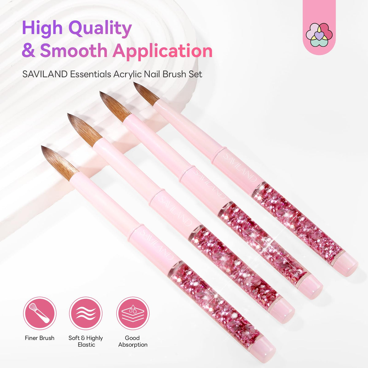 SAVILAND brush in use on client nails demonstrating smooth application