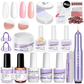 SAVILAND kit front packaging showing included gels and tools for complete sets