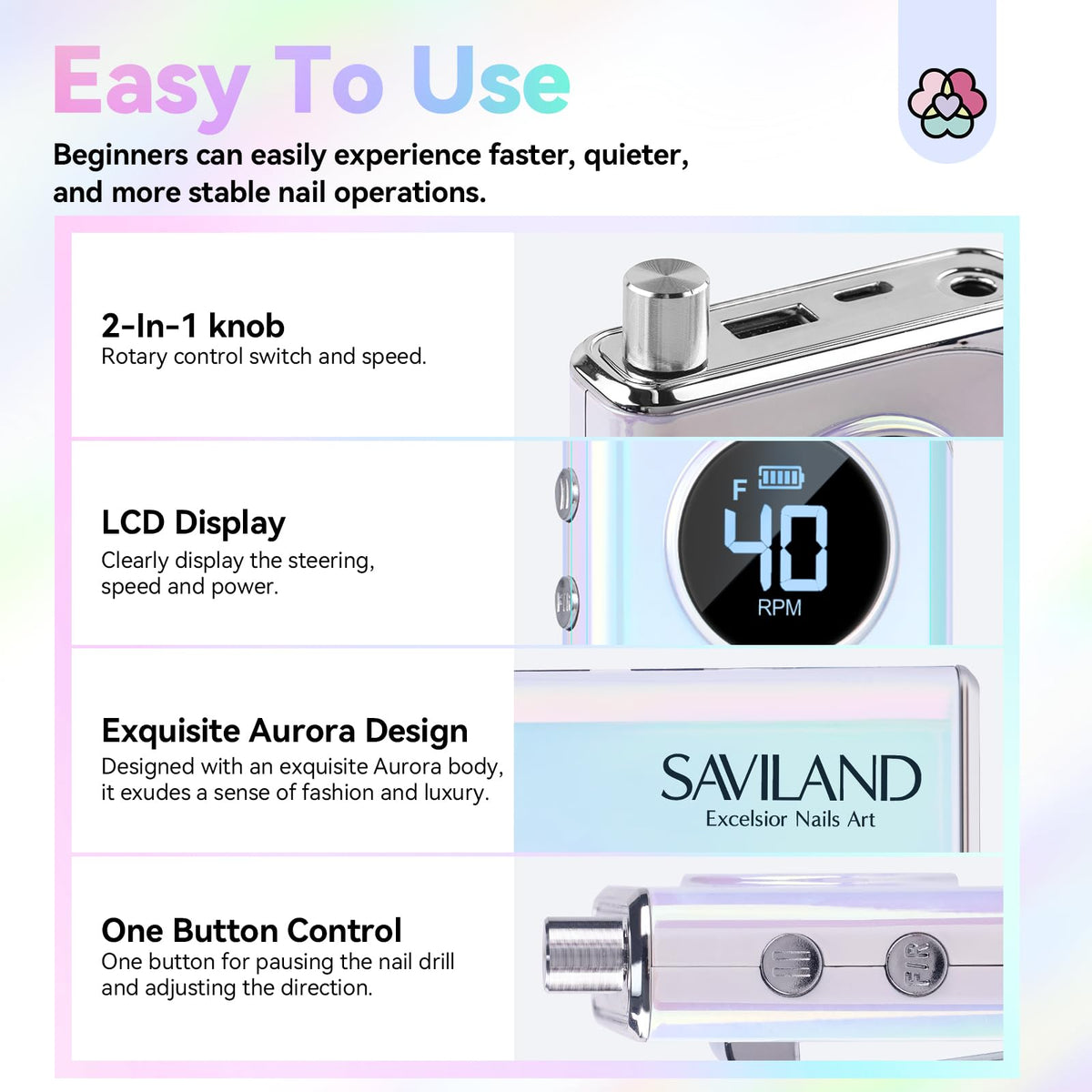 SAVILAND lifestyle shot on home manicure station showing usability