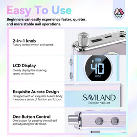 SAVILAND lifestyle shot on home manicure station showing usability