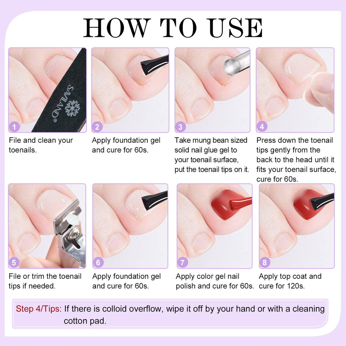 SAVILAND press-on toenails worn in a casual setting demonstrating polished finished look