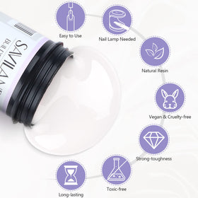 SAVILAND gel holding sequins and shells securely to enable creative nail art