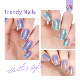 SAVILAND applied on fingertips displaying glossy pearlescent finish and shine