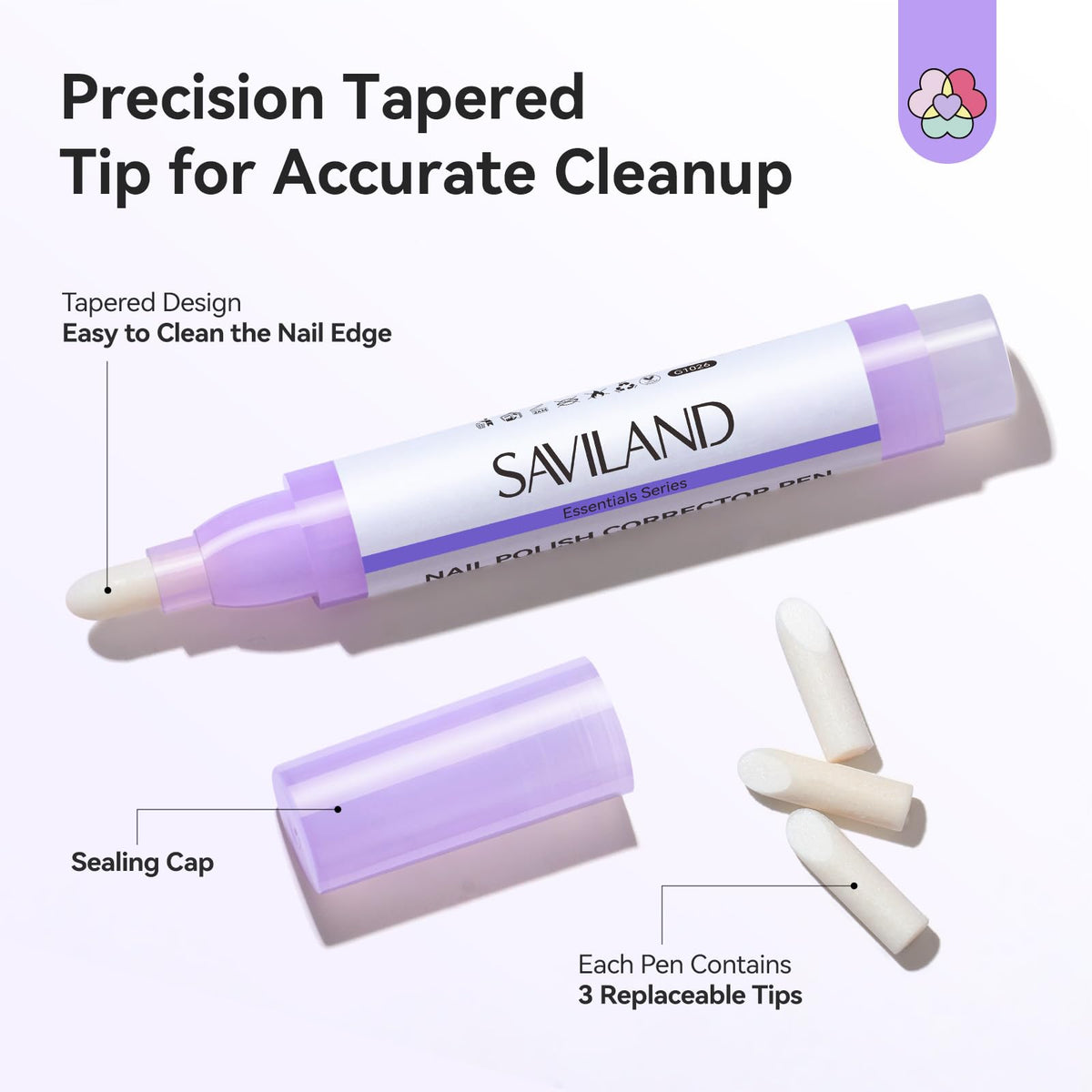SAVILAND nine replacement tips displayed for long-lasting use