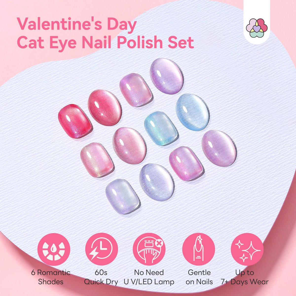 SAVILAND swatches display six pink and lilac shades for easy color choice