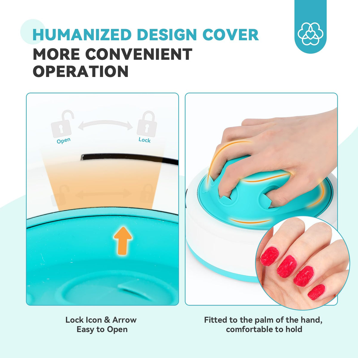 SAVILAND size comparison with hand illustrating portable design and travel-friendly footprint