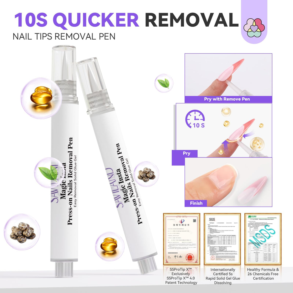 SAVILAND UV lamp curing press-on nails for quick hands-free benefit