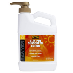 Sawyer front view of 32 ounce jug showing label and SPF information for easy identification