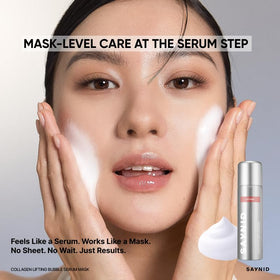 SAYNID close-up of bubbly serum texture demonstrating lightweight absorbency