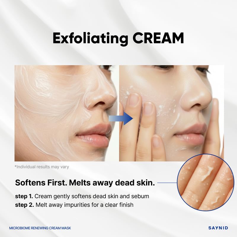 SAYNID cream-to-oil texture on skin demonstrating gentle exfoliating transformation