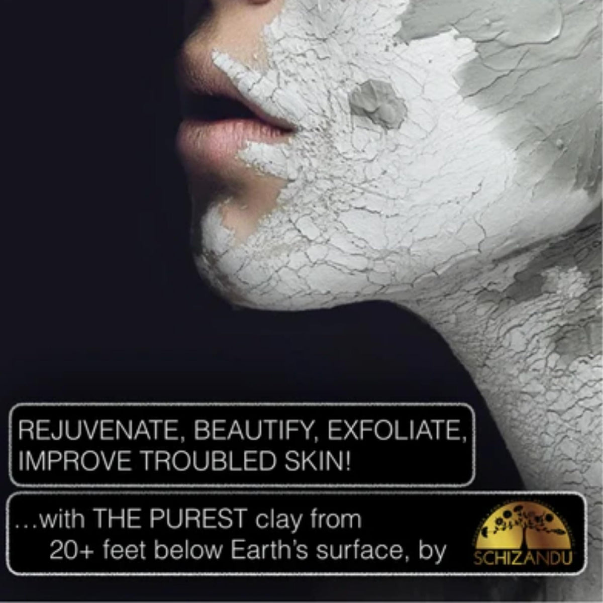 Schizandu clay hair mask in hands, clarifying scalp treatment benefit