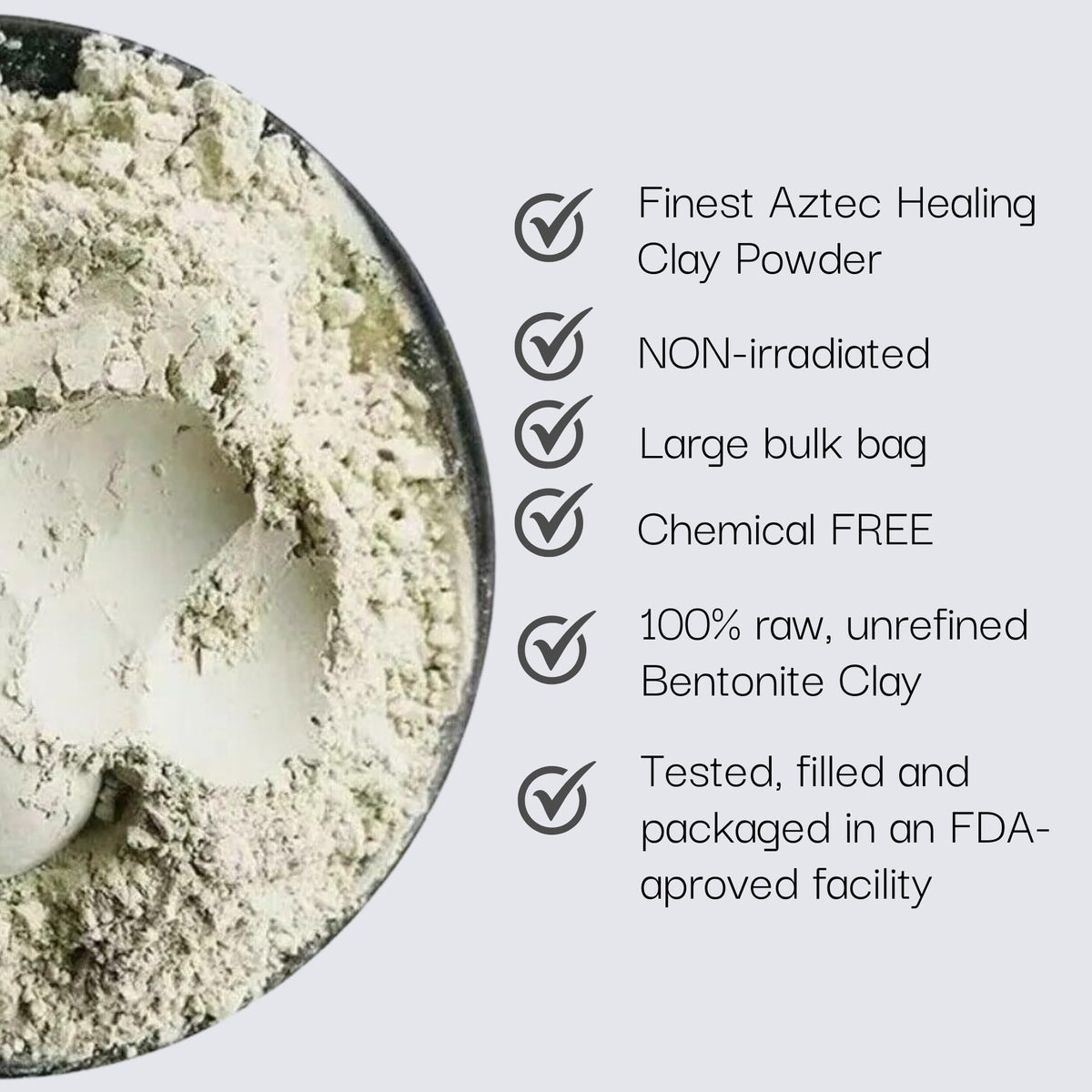 Schizandu close-up powder texture, fine clay particles for smooth blends