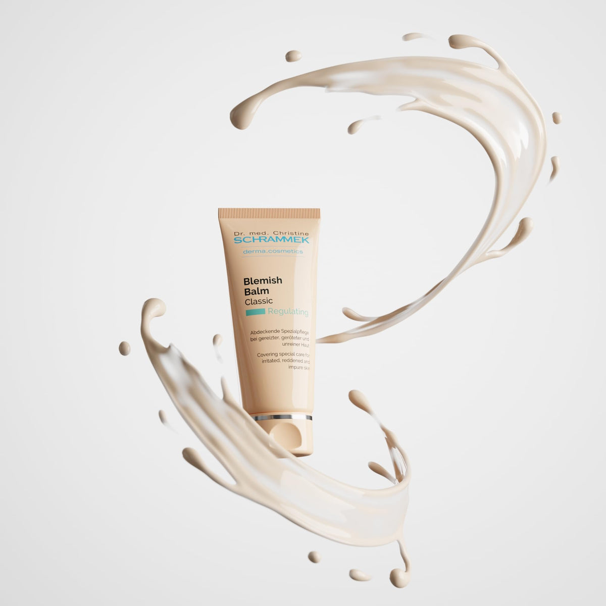 Schrammek blemish balm texture closeup highlighting smooth blendable finish