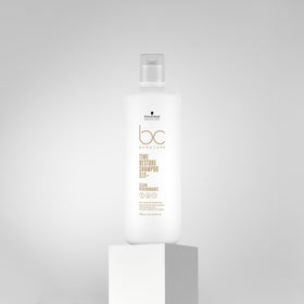 Schwarzkopf Professional label detail highlighting Q10+ and Time Restore benefits