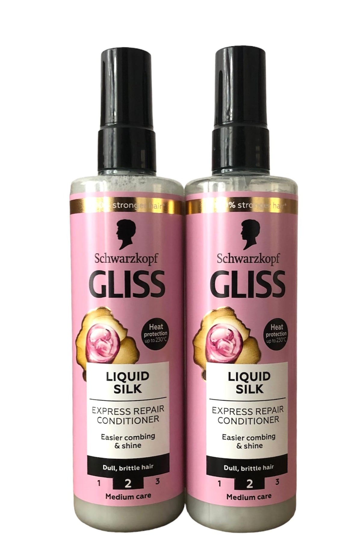 Schwarzkopf Gliss front packaging showing twin 200ml bottles and product benefit