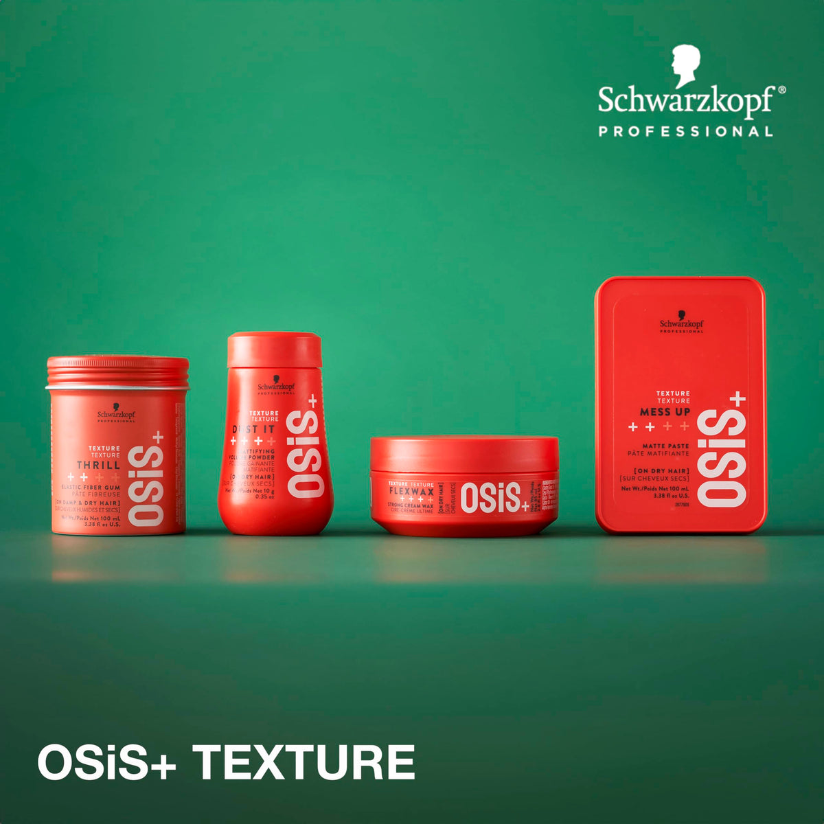 Schwarzkopf OSiS+ being rubbed between hands for pliable application