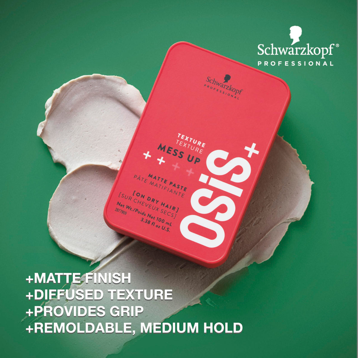 Schwarzkopf OSiS+ open paste texture highlighting dry moldable finish