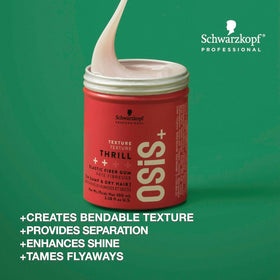 Schwarzkopf Professional OSiS+ open jar showing gum texture and workability benefit