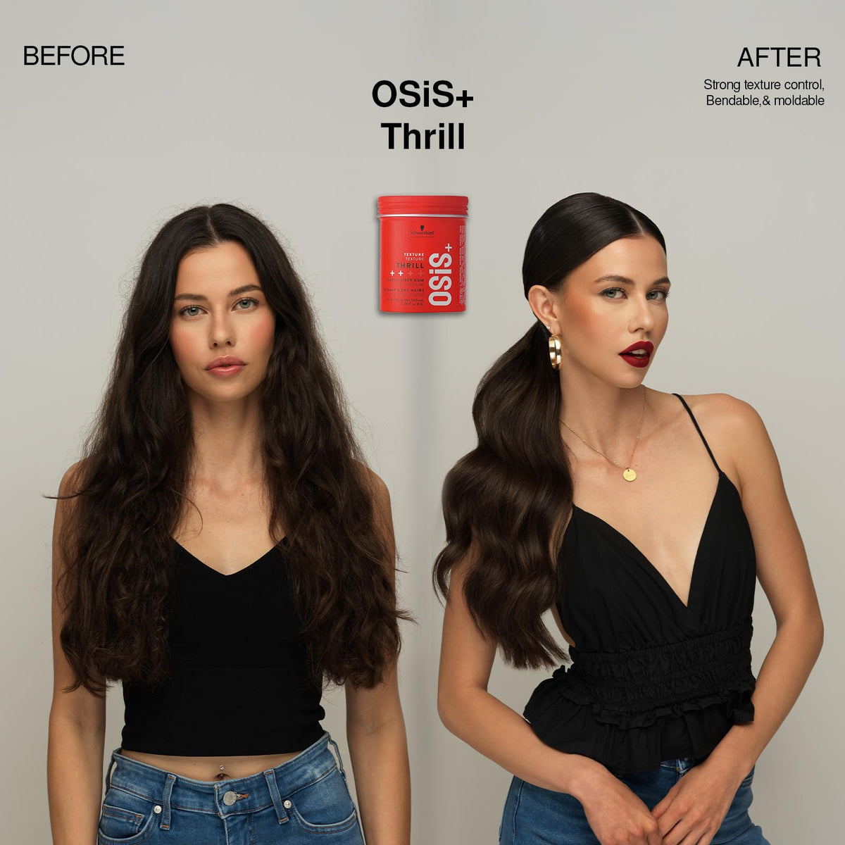 Schwarzkopf Professional OSiS+ next to ruler showing compact 3.38 oz travel-friendly benefit