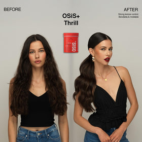Schwarzkopf Professional OSiS+ next to ruler showing compact 3.38 oz travel-friendly benefit