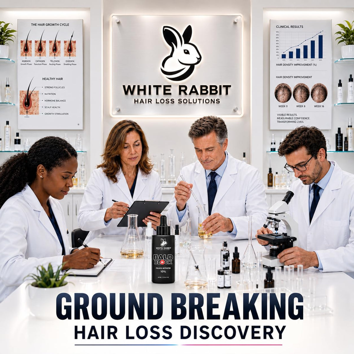 Science Backed Naturals applying Bald Block to scalp demonstrating targeted topical use