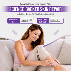 Scientific Solutions Global BARE 40 PRO applied to heel demonstrating easier exfoliation and hydration