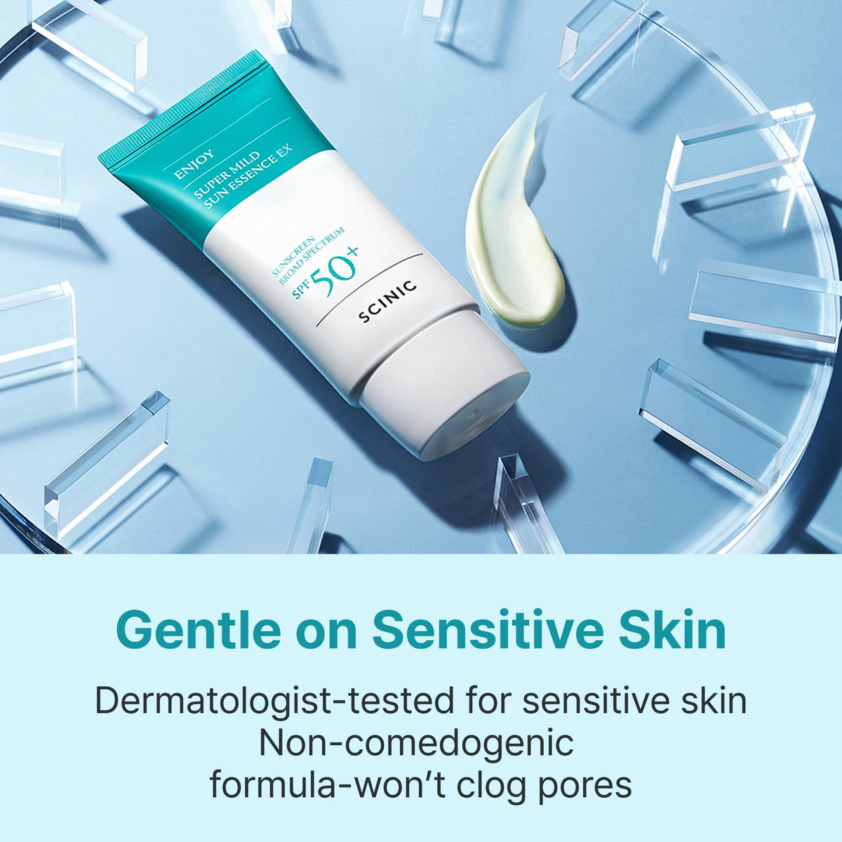 SCINIC essence spread on hand showing quick absorption benefit