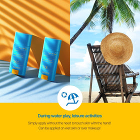 SCINIC sun stick label and SPF markings highlighting SPF50+ PA++++ strength