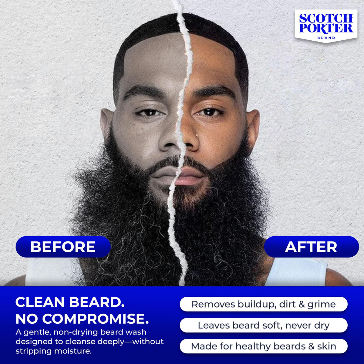 Scotch Porter being applied to beard in shower for effective cleansing