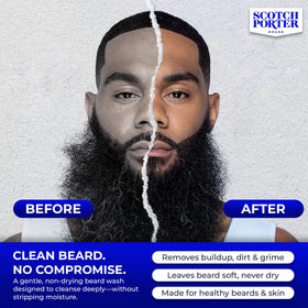 Scotch Porter being applied to beard in shower for effective cleansing