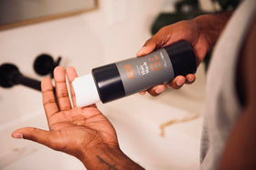 Scotch Porter shampoo being dispensed into hand to show easy, controlled use