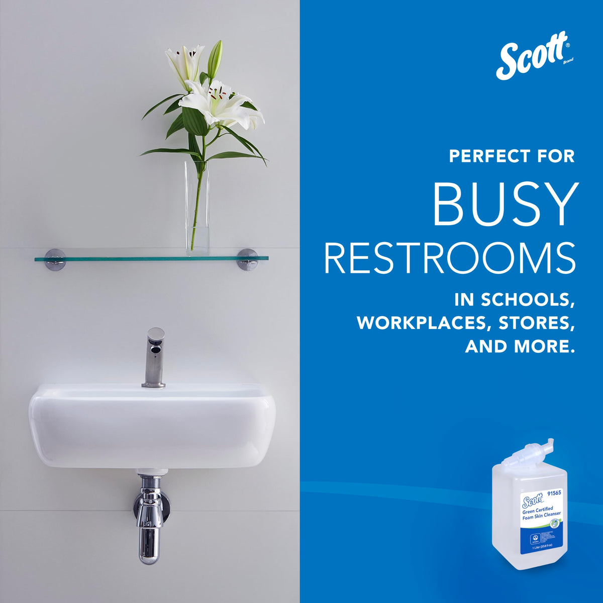Scott Professional cartridge installed in manual dispenser demonstrating quick refill benefit
