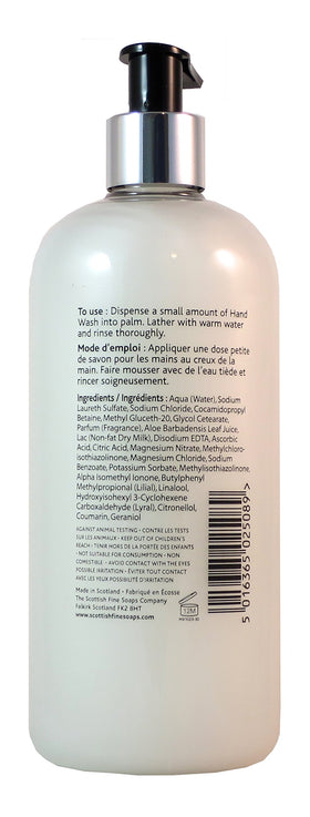 Scottish Fine Soaps Au Lait pump dispensing hand wash for easy use benefit