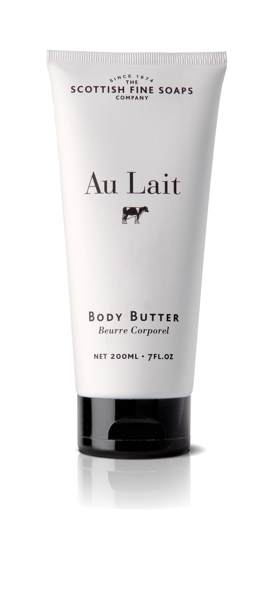 Scottish Fine Soaps Au Lait tube front view showing compact packaging and nourishing benefits