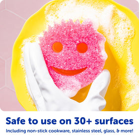 Scrub Mommy sponge dual-texture closeup showing soft foam and firm FlexTexture durability