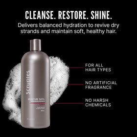 Scruples shampoo being applied in shower for smoother, softer hair