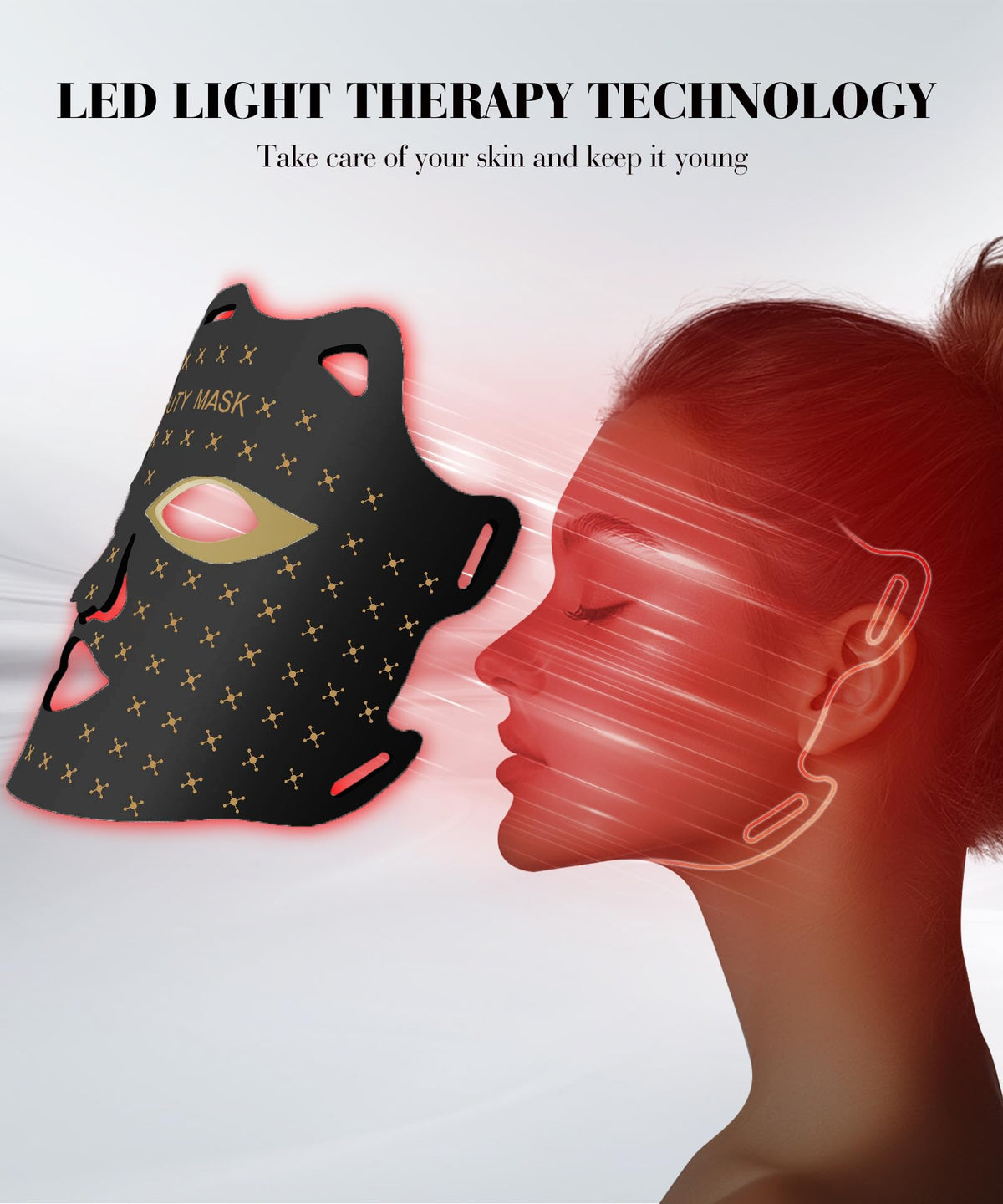 SDKWDH mask illuminated in blue mode for blemish‑targeted care