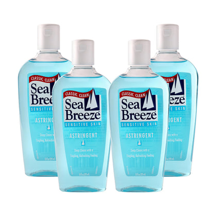 Sea Breeze sensitive skin front packaging showing bottle and product benefits