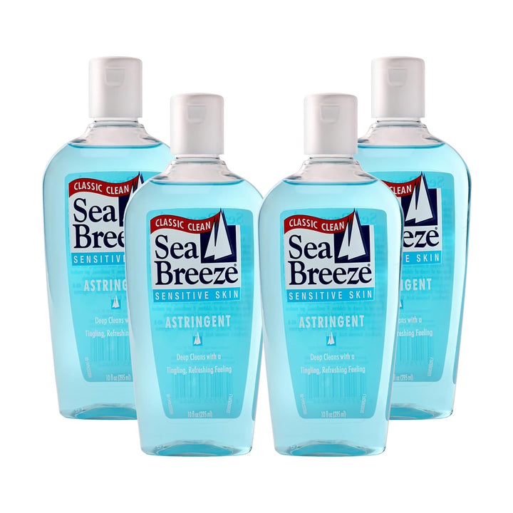 Sea Breeze sensitive skin front packaging showing bottle and product benefits