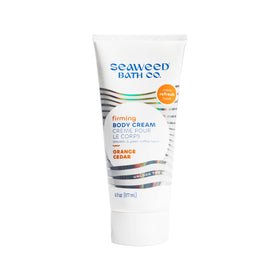 Seaweed Bath Co. front packaging showing 6 oz tube and orange cedar scent benefits