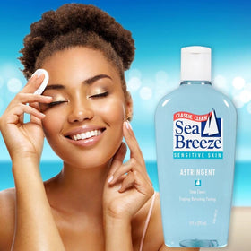 Seabreeze application with cotton pad demonstrating easy removal of makeup residue