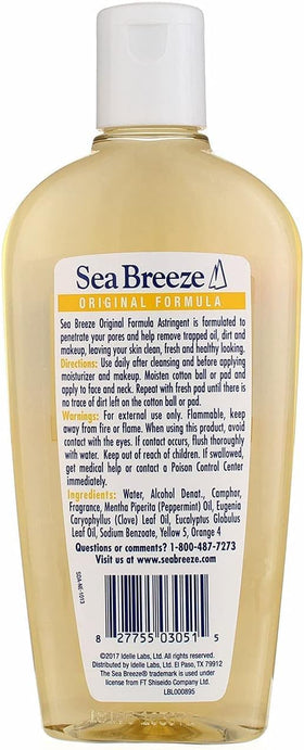 Seabreeze back label close-up displaying ingredients and directions to inform safe use