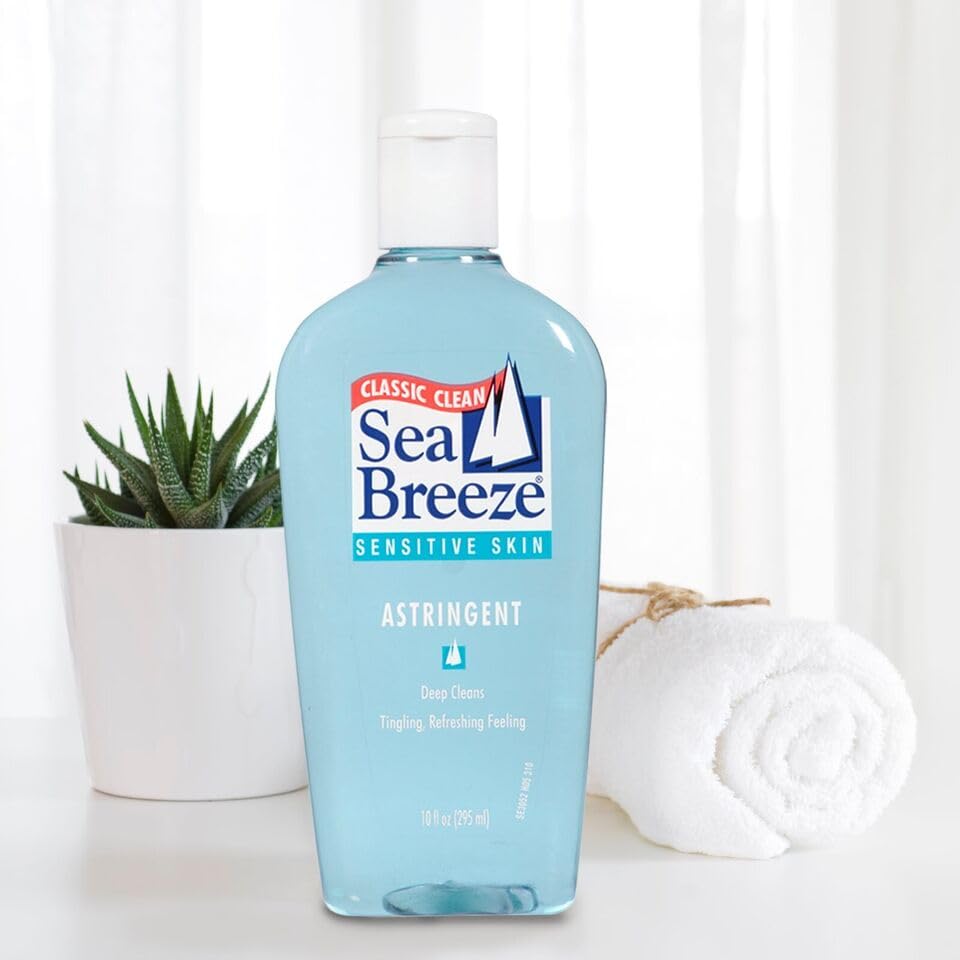 Seabreeze bottle on bathroom vanity suggesting daily use and routine convenience