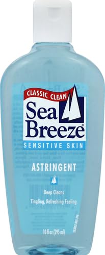 Seabreeze applied with cotton pad showing effective removal of makeup and excess oil