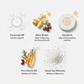 SEACRET ingredient panel with Dead Sea minerals emphasizing soothing minerals benefit