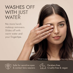 SEACRET lifestyle image with contact lens wearer showing safe, comfortable wear